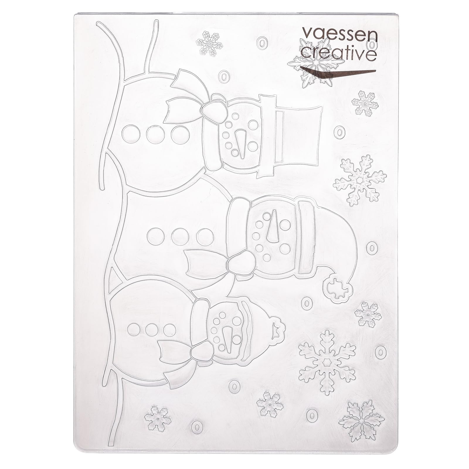 Vaessen Creative Carpeta de Embossing Muñecos de Nieve 14,6 x 10,7 cm – Plantilla de Repujado para Tarjetería, Scrapbooking, Journaling – Reutilizable, Resultados Precisos, Para Máquinas de Troquelado