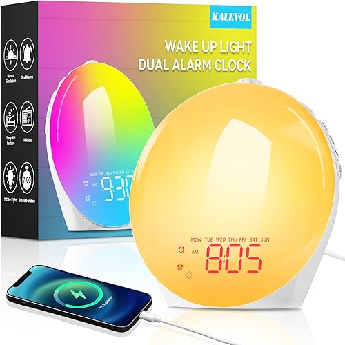Miniatura 1 de Oule GmbH Reloj despertador con luz de amanecer para niños, adultos, durmientes pesados, dormitorio, reloj despertador con radio FM, repetición,
