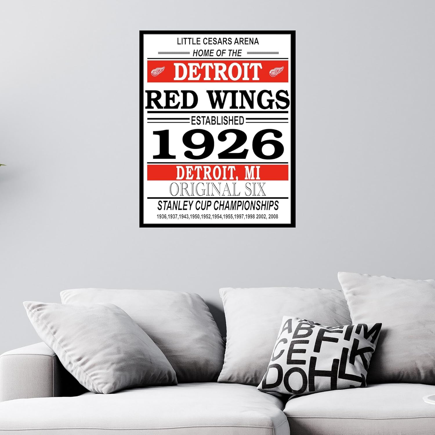 Tmo2 Red Wings Poster, Detroit Hockey Prints, Hockey Poster, Wings Wall Art, Set of 1 (11x14) - Unframed