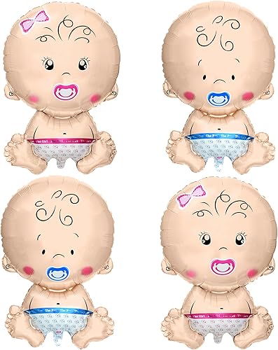 KatchOn, Globo de revelación de género – Paquete de 4 globos de 29 pulgadas | Globos para bebé niña bebé niño para decoración de revelación de