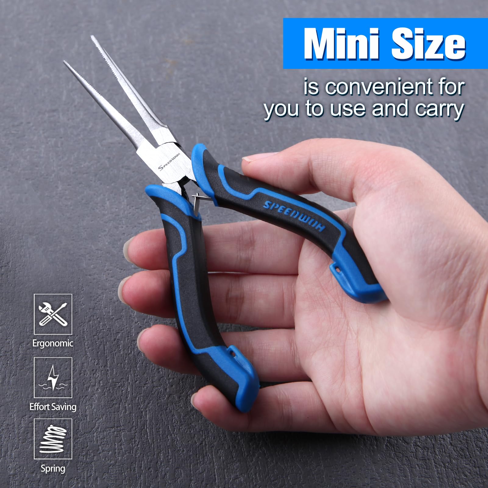 SPEEDWOX Mini Needle Nose Pliers Serrated Jaw with Protective Cover Needle Nose Pliers for Jewelry Making Precision Compact Long Nose Plier Needle Tip for Wire Bending Small Object Gripping - Image 3