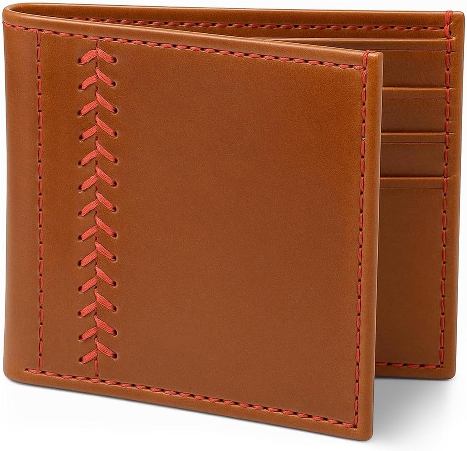 Thin Sporty Designer Bifold Wallets for Men – Handcrafted Full-Grain Leather Wallet with Baseball Art – Slim RFID Wallet for Men with Card Slots for Daily Carry, Birthday & Christmas Gifts, and More