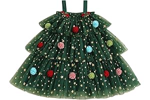 Girls Toddler Christmas Tree Star Dress for Girls Sleeveless Layered Tulle Tutu...