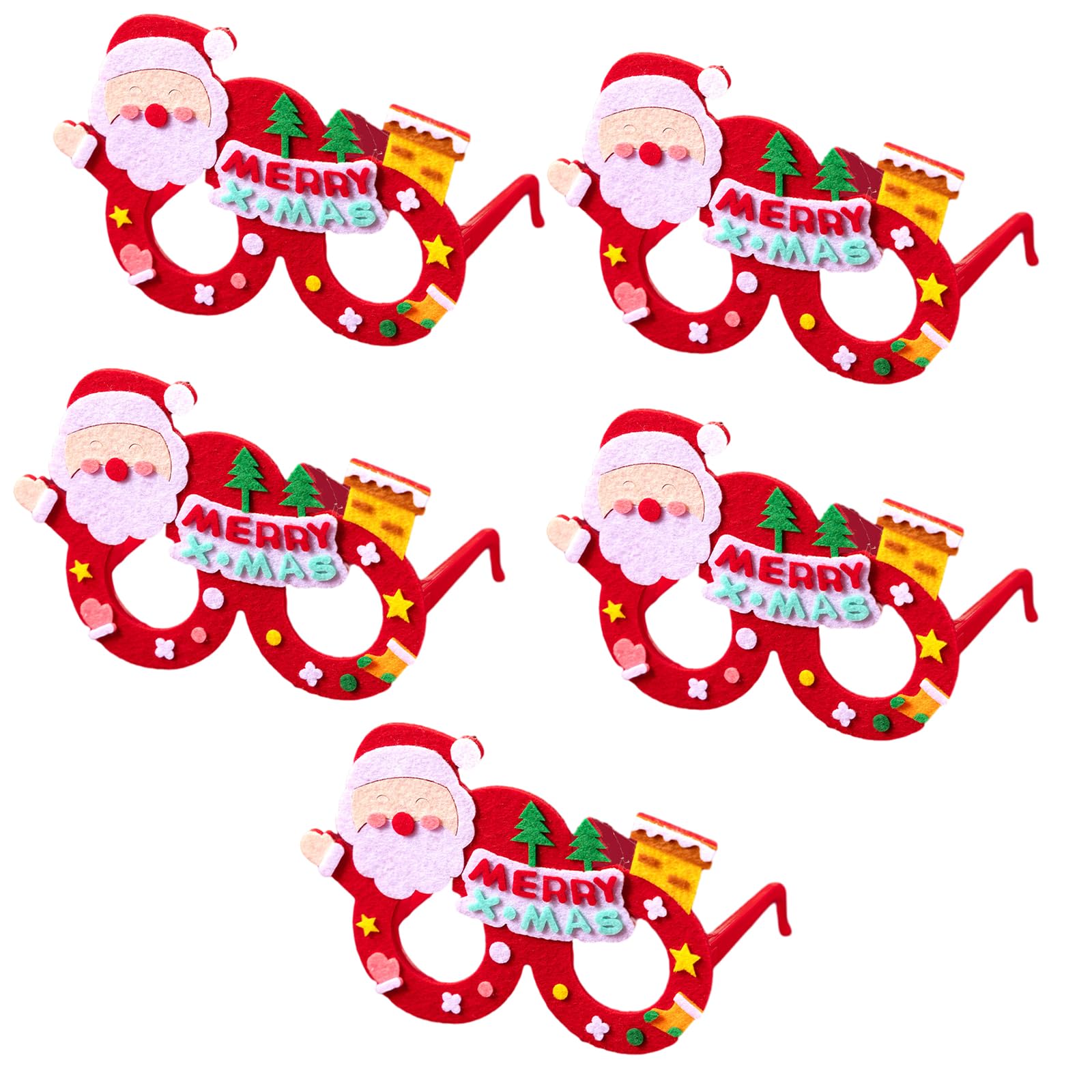 Buxuaaaa 5pcs Christmas Party Glasses Frames Christmas Decoration Novelty Costume Fancy Dress Glasses Eyeglasses Without Lens Decoration