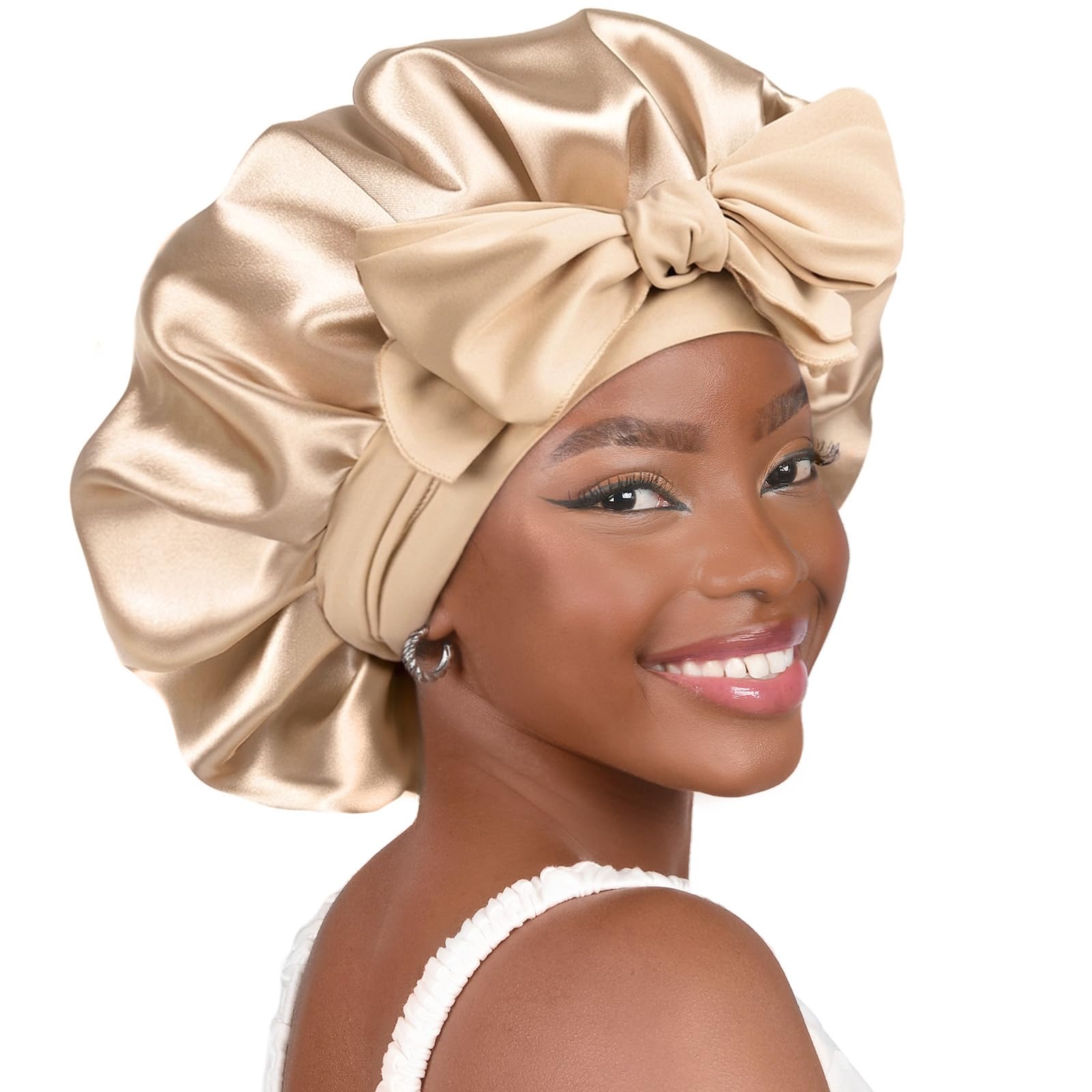 Gorro de satén YANIBEST color champagne