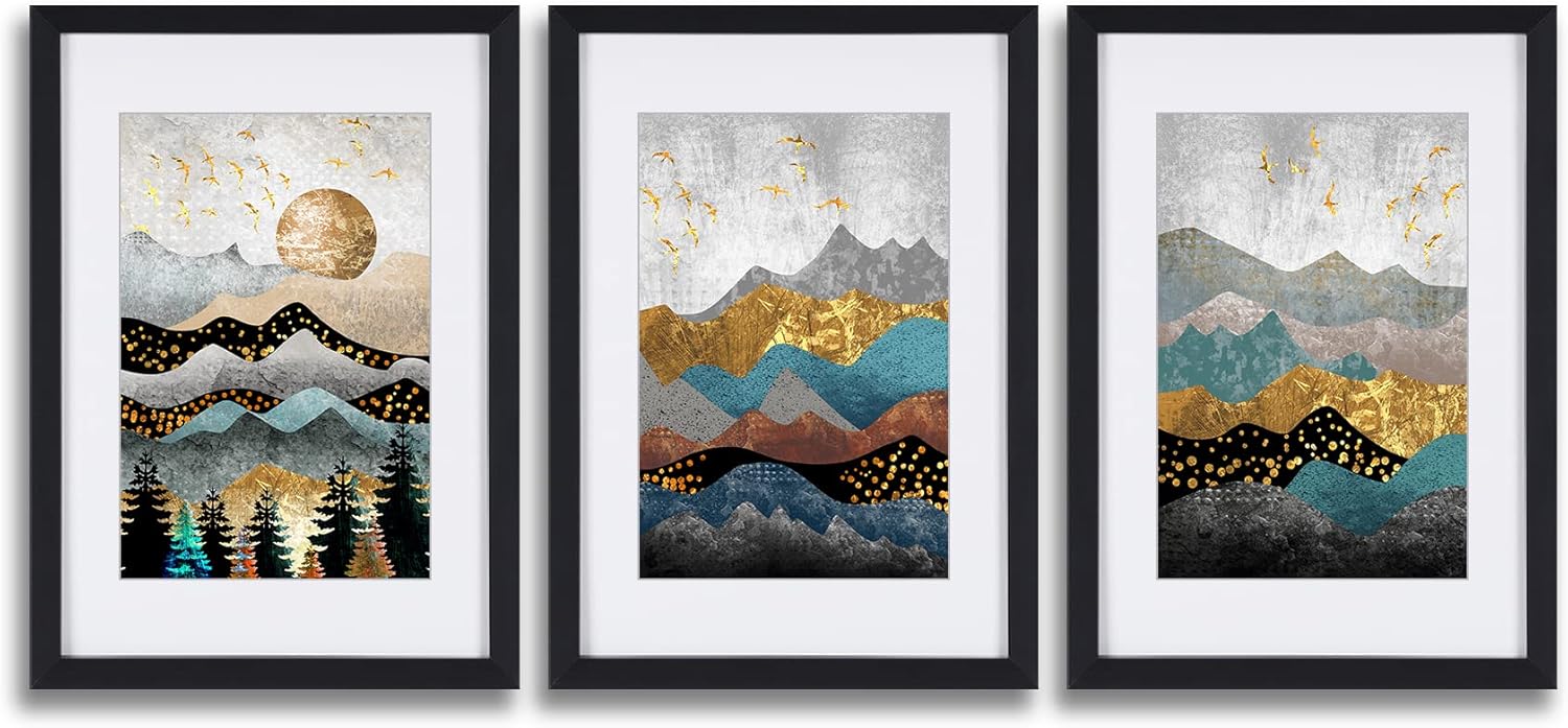 Minimalist Framed Wall Art Decor, Abstract Mountain