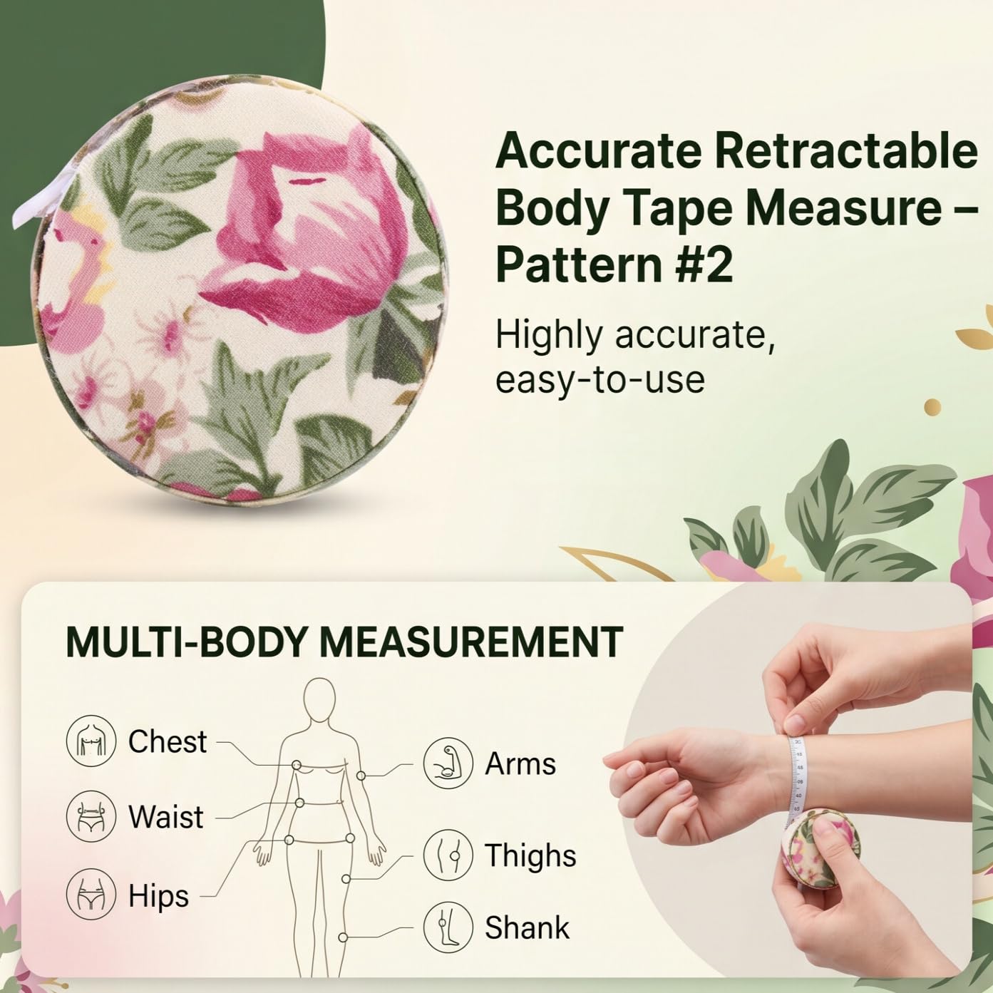 HEEPDD Soft Retractable Tape Measure, 60 Inch 150cm Double Scale | Soft Flexible Measuring Tape, Colorful Retractable Shell, Clear Dual Markings, For Tailor Fitness Fabric Crafts