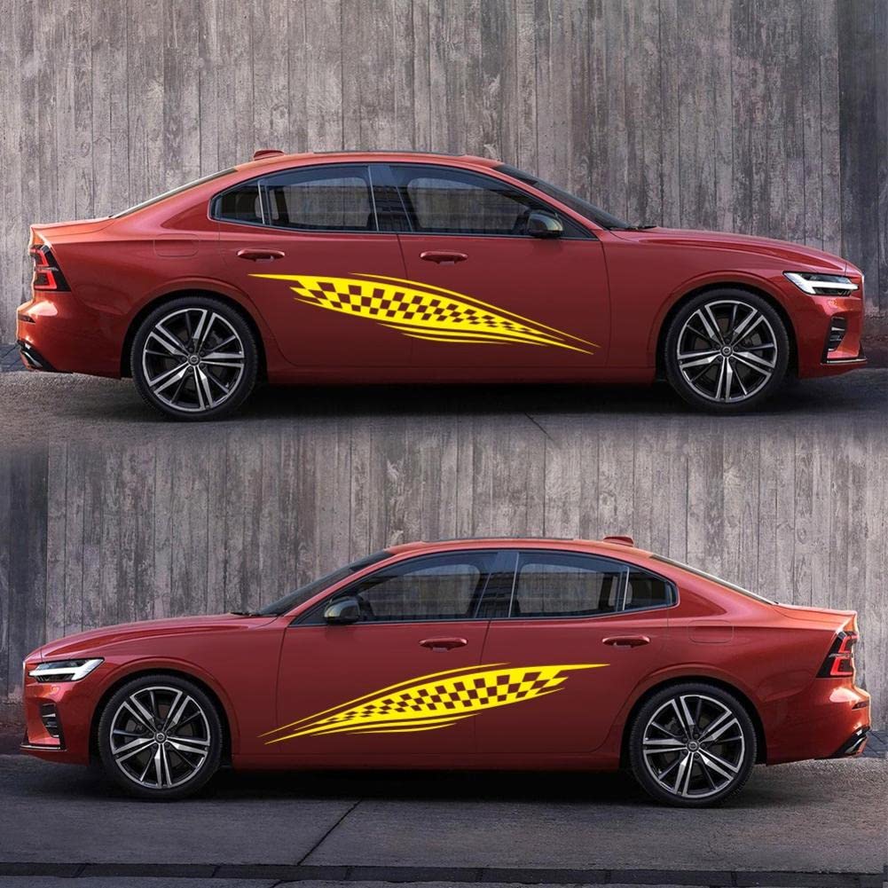 2 STÜCKE Motorsport Grid Totem Modifizierter Autoaufkleber Modische Streifenverzierung Interessante Seitenvinylaufkleber Autozubehör