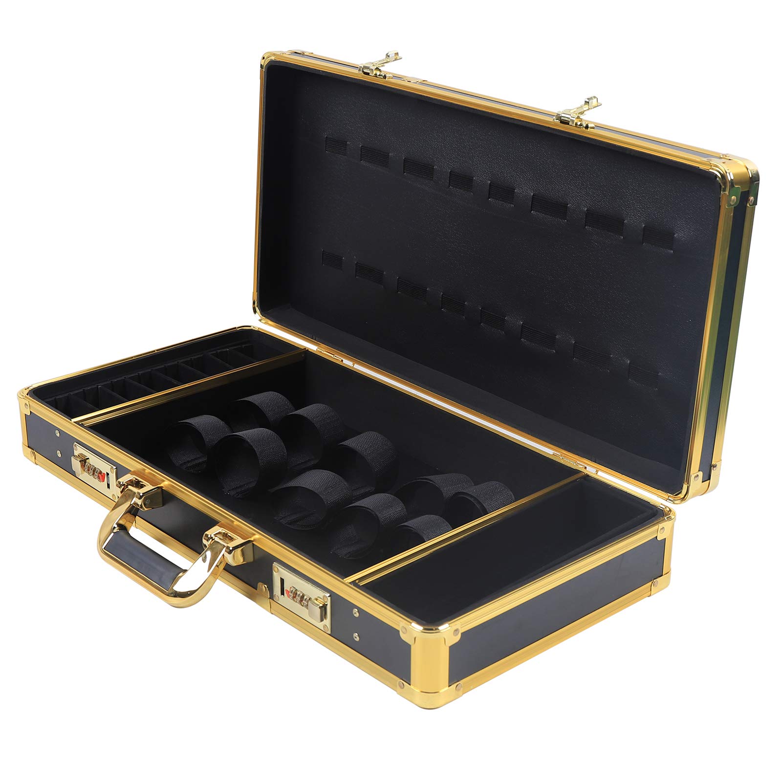 Borsa portatile da parrucchiere 55 x 27 x 10 cm, in ABS + metallo con blocco password, cassetta degli attrezzi multifunzione (oro + nero)