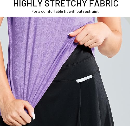 Miniatura 4 de MIER Camisetas polo de golf para mujer, sin cuello, manga corta, para tenis, correr, cuello en V, camiseta de verano refrescante