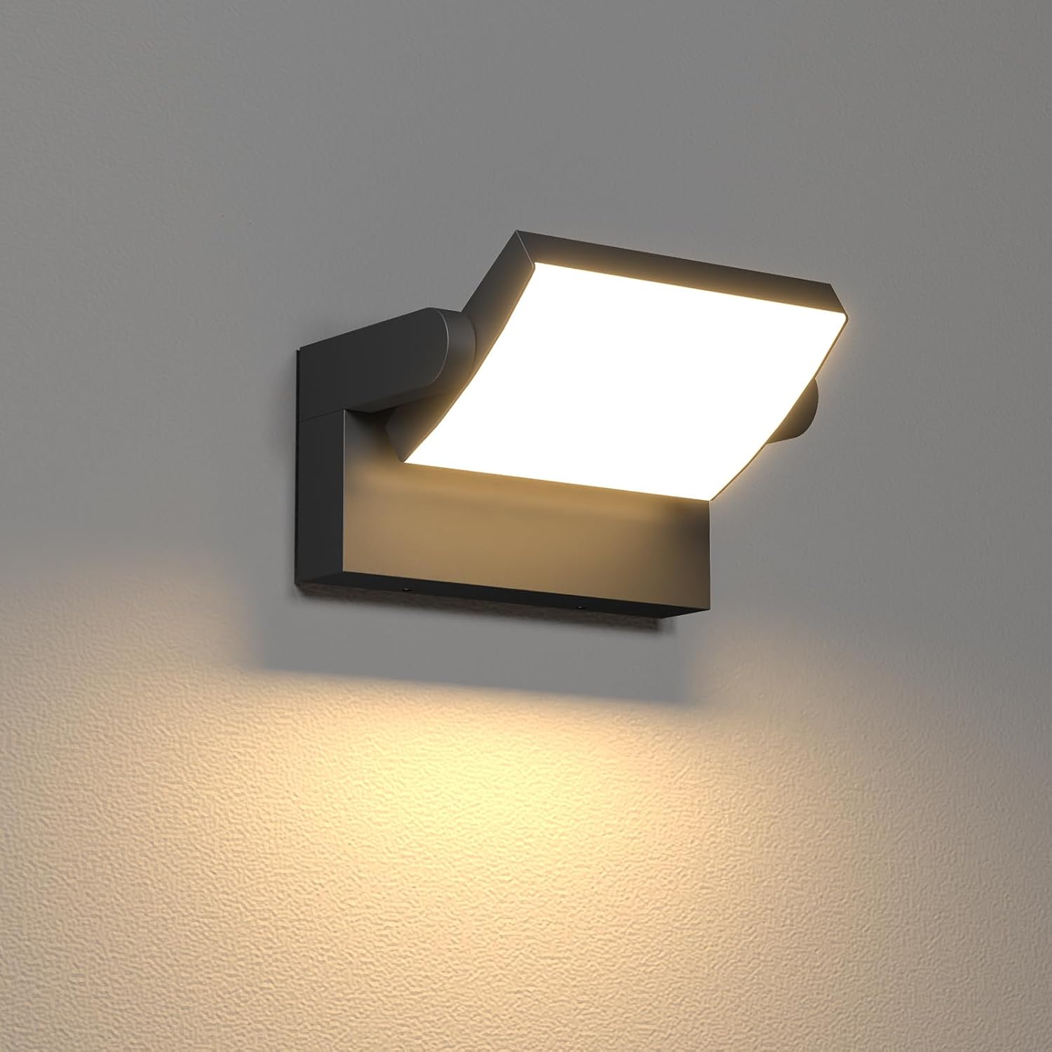 Modern Outdoor Flood Lights, Aluminum Porch Sconce Lights, LED Exterior Wall Sconce for Garage, Waterproof, Black, 3000K, 2 Pack