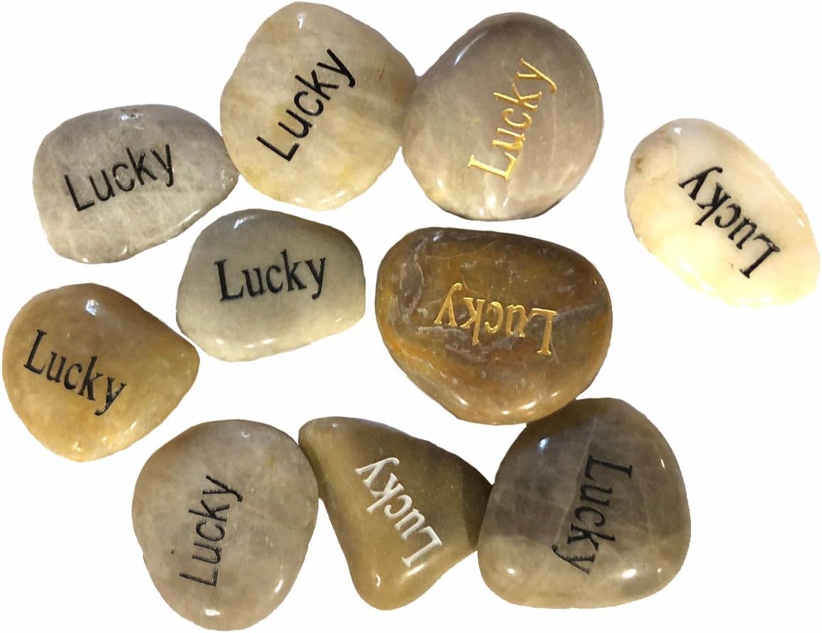 Wholesale Inspirational Word River Stones Etched Bulk Lot 40pcs Big Stones Lucky