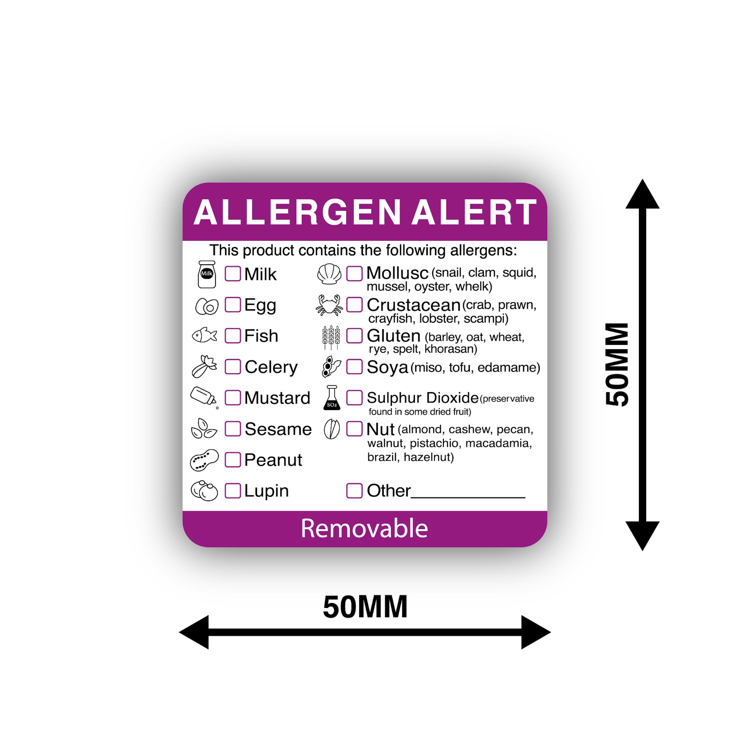 Autocollants Allergènes Alimentaires - Lot De 250 - 9x5 Cm - Étiquettes Pour Cuisine Pro, Boulangerie, Restauration