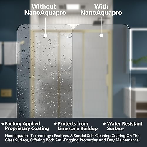 Miniatura 19 de Puerta de ducha deslizante sin marco de 44-48 pulgadas de ancho x 72 pulgadas de alto, puerta de ducha de vidrio con vidrio templado SGCC Negro