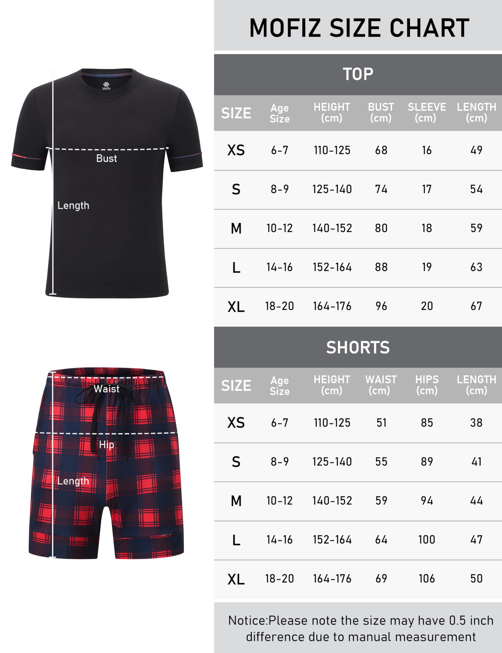 MoFiz Pijamas Niños Corto Suave Verano Conjunto Dos Piezas Ropa de Dormir Manga Corta 8-18 Años