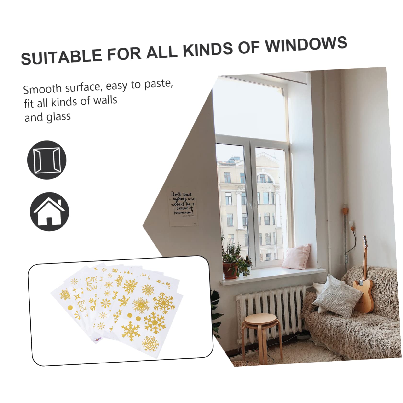 IMIKEYA 108 Stk Glas Aufkleber Fensterdekoration Weihnachtsdekoration Urlaubswanddekoration wiederverwendbare sticker reusable stickers Festival-Fensteraufkleber Selbstklebender Aufkleber