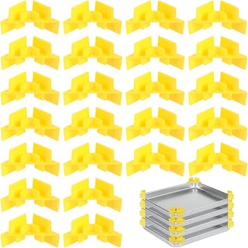 24 Pcs Tray Stackers, Compatible with Harvest Right Trays, 2.5 x 1.3 x 1.1 in Yellow Plastic Freeze Dryer Accessories, Space Saving, Steady Support, Dried Food Storage