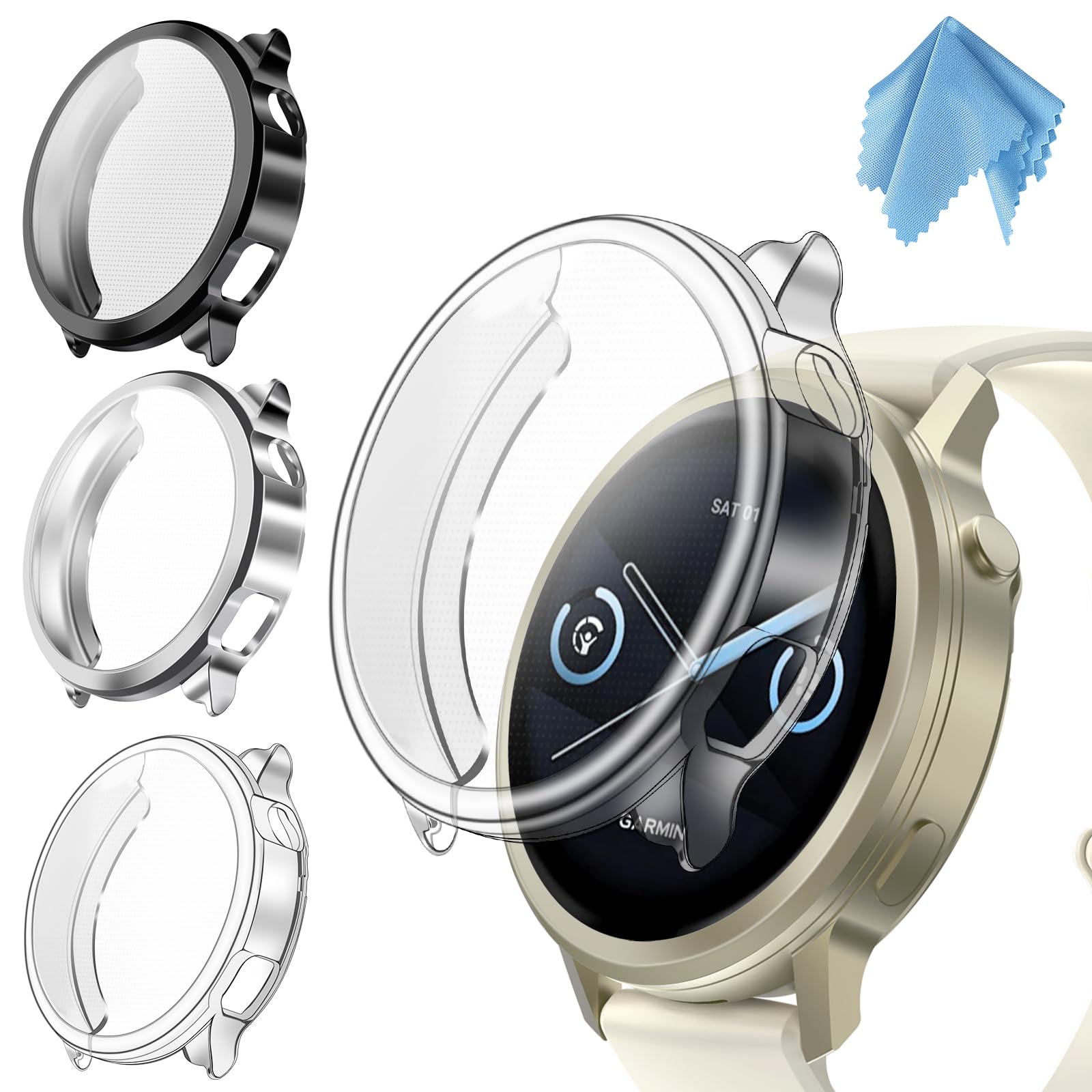 Fintie Schutzhülle Kompatibel mit Garmin Venu 4 41mm, [3 Stück] Weiche TPU Displayschutz Schutz Gehäuse Abdeckung