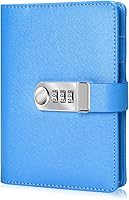 Vista 9 de ARRLSDB Diary Journal for Women with Lock, PU Leather Combination Lock Diary A6 Refillable Leather Journal, Size:18.5X13.5 cm (Black)