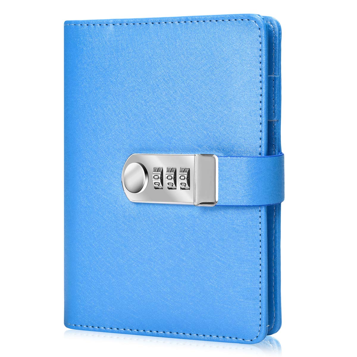 ARRLSDB Password Diary with Lock, PU Leather Combination Lock Diary (Combination Lock Journal) A6 Refillable Leather Journal, Size:18.5X13.5 cm (Blue) Unknown Binding