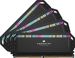 CORSAIR Dominator Platinum RGB DDR5 RAM 64GB (4x16GB) up to 6400MHz CL32 Intel XMP 3.0 Desktop Memory – Black (CMT64GX5M4B…