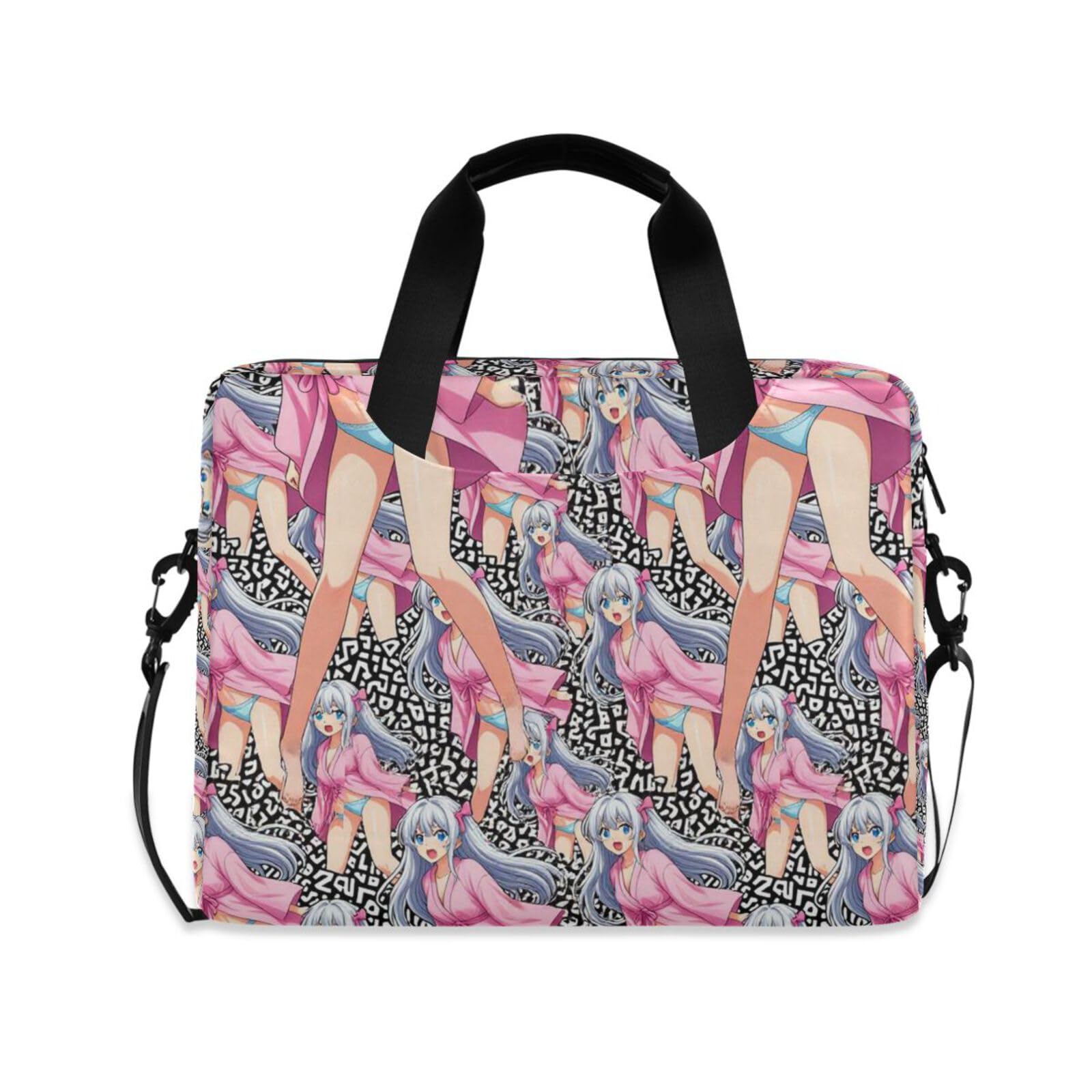 Bolsa de computadora de anime con correa ajustable para el hombro y asa superior anticaídas 8