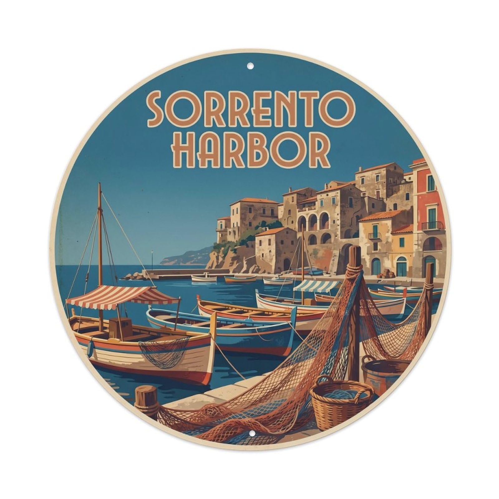 Classic Sorrento Italy Marina Grande Coastal Travel Metal Tin Sign
