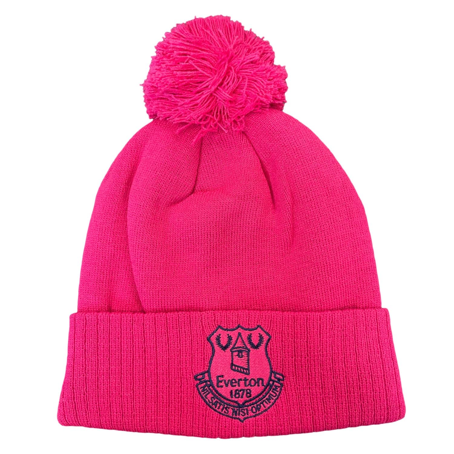 Everton Unisex Pink Official Tonal Ribbed Turn Up Bobble Hat Adult