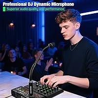 Vista 2 de Micrófono DJ de 17 pulgadas flexible de cuello de cisne, micrófono profesional XLR con cable dinámico Bob Barker para videoconferencia, podio