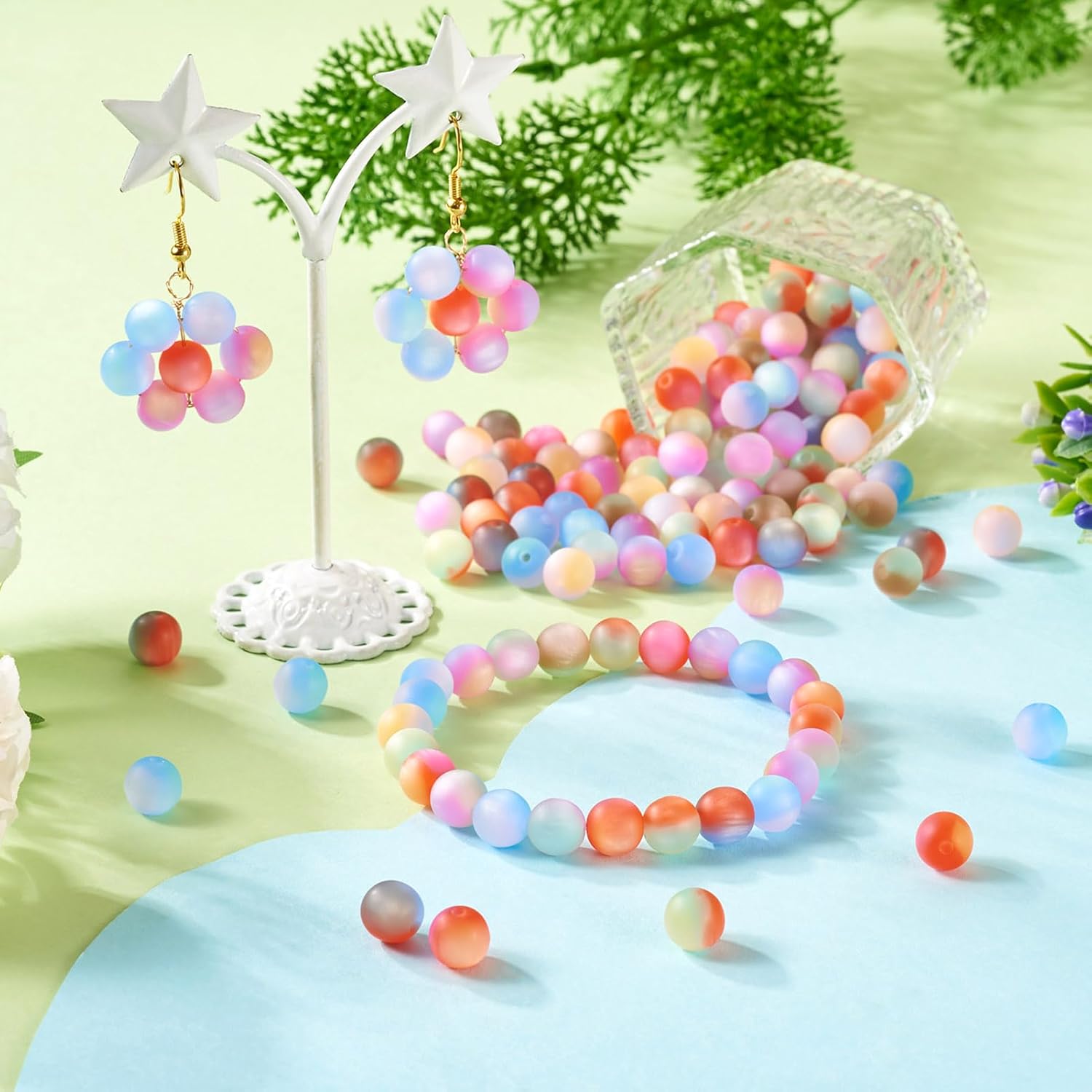 KISSITTY 120pcs Frosted Resin Round Beads 8mm Gradient Color Loose Spacer Beads Bulk for DIY Crafts Necklaces Bracelet Earrings Women Jewelry Making Supplies 8 Styles - Image 2