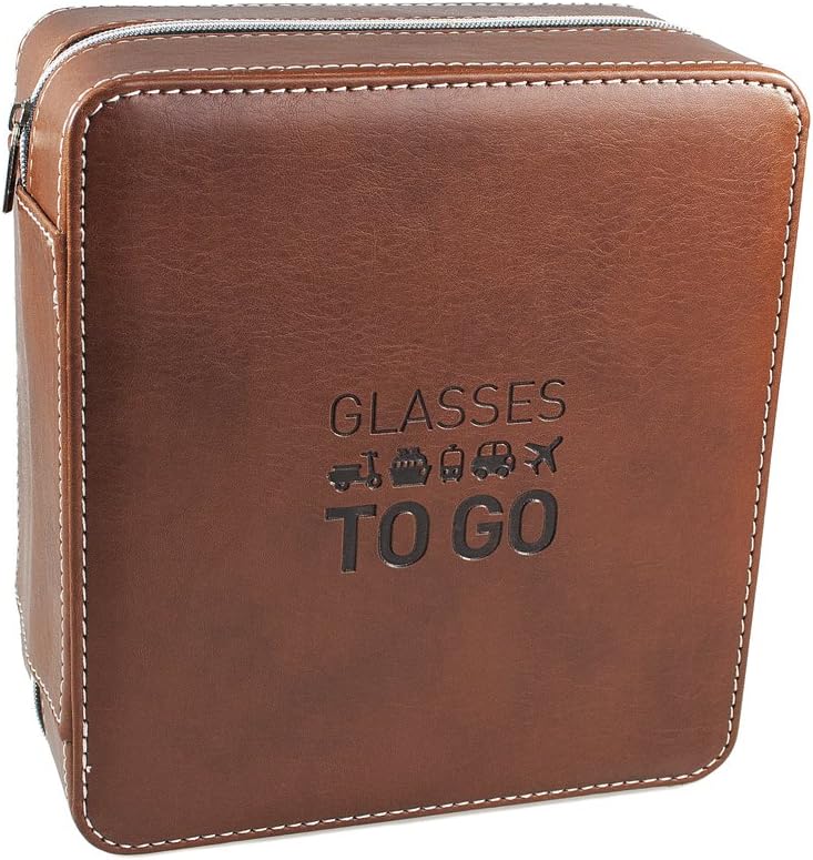 Glasses Case – Multi-Glasses Case For Up To 4 Pairs of Glasses, Sunglasses or Reading Aids, High-Quality with Premium Microfibre Cloth – PU Leather in Brown or Black