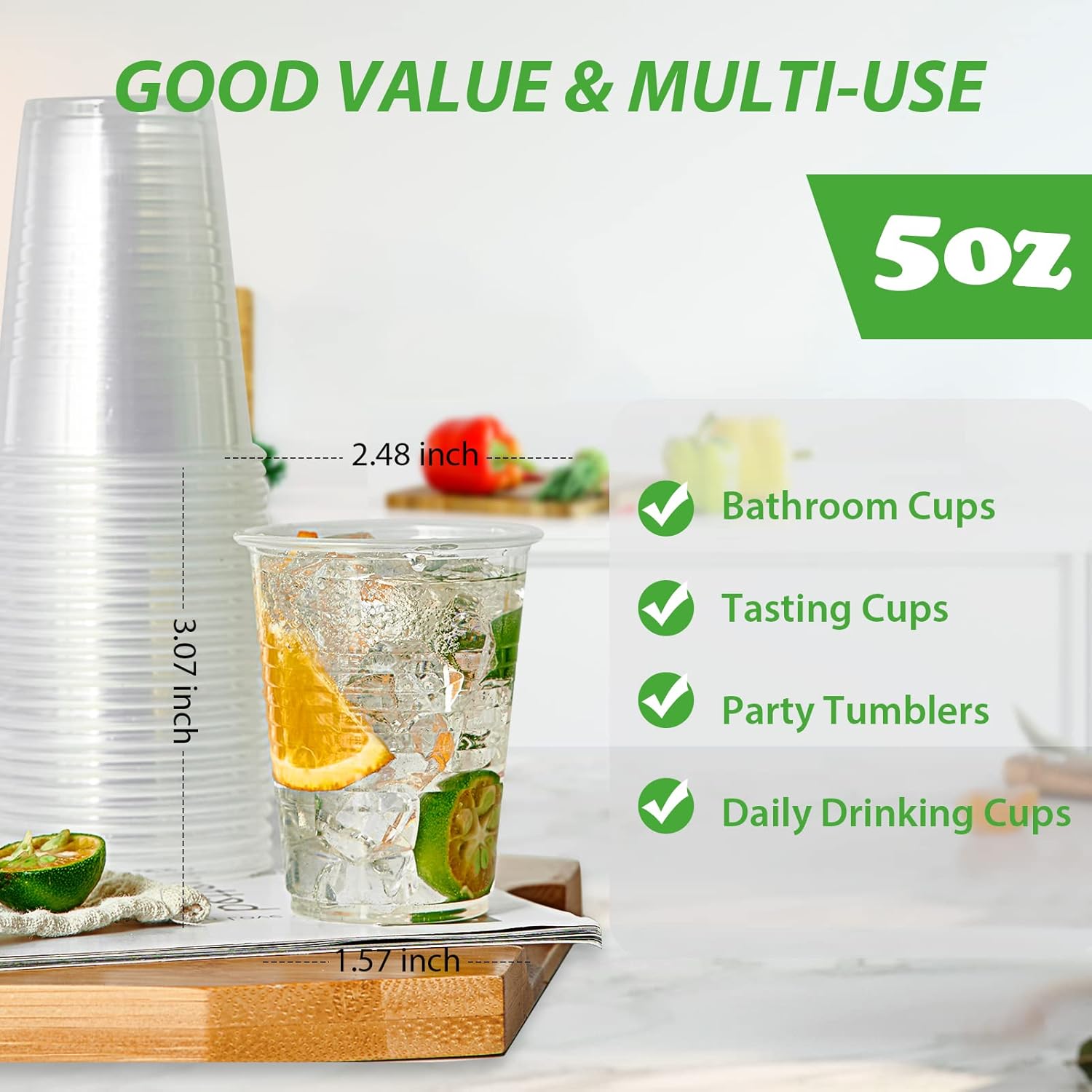 Lilymicky 1000 PACK 5 oz Clear Plastic Cups, Small Disposable Drinking Cups, 5 Ounce Clear Beverage Tumbler for Tasting, Drinking, and Party