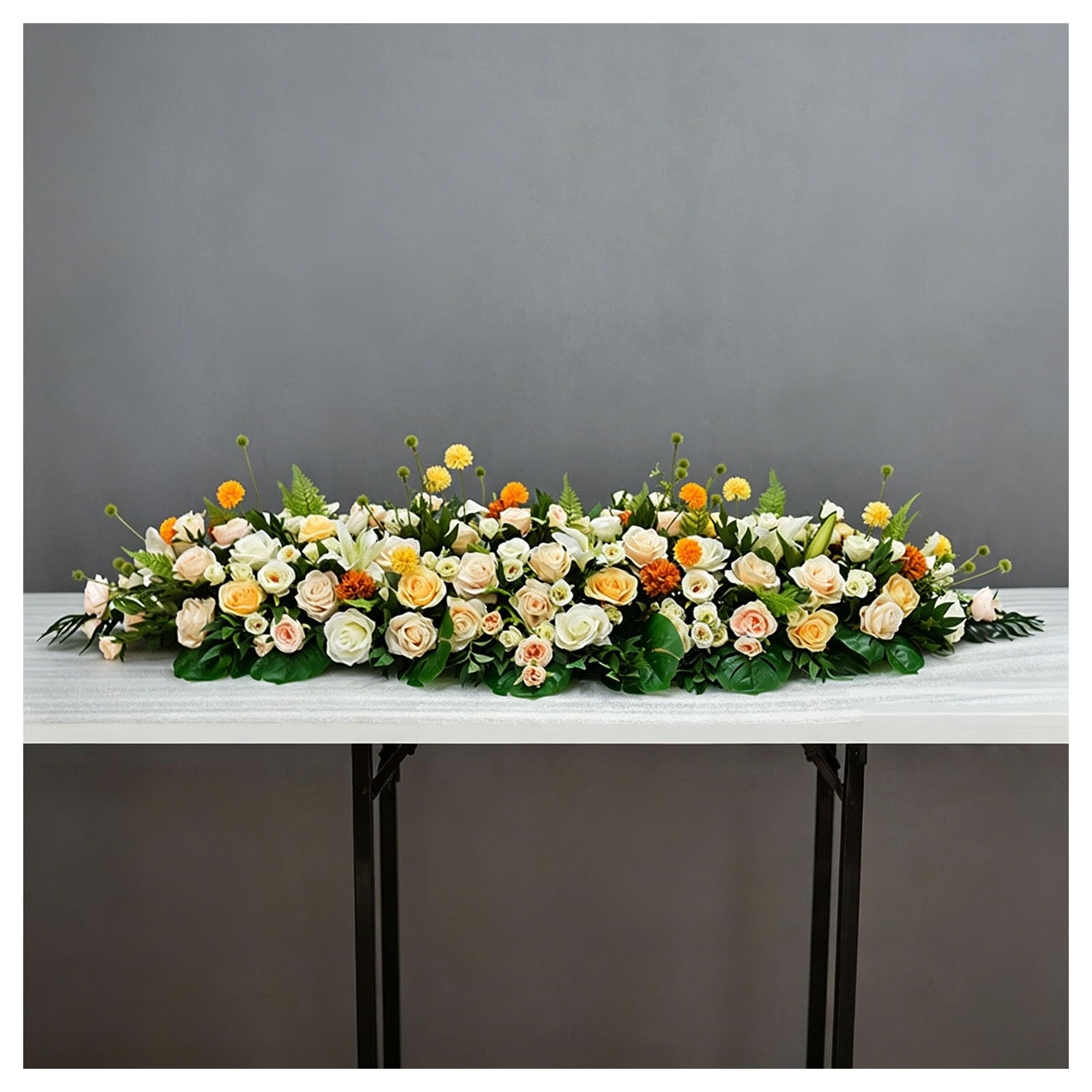 Corporate Floral Decor, Office Meeting Table Arrangement, Business Event Floral, Stylish Artificial Flower Decoration For Professional Scenes, Corporate(Size:200×40×25cm (78.74×15.75×9.84in),Color:F)