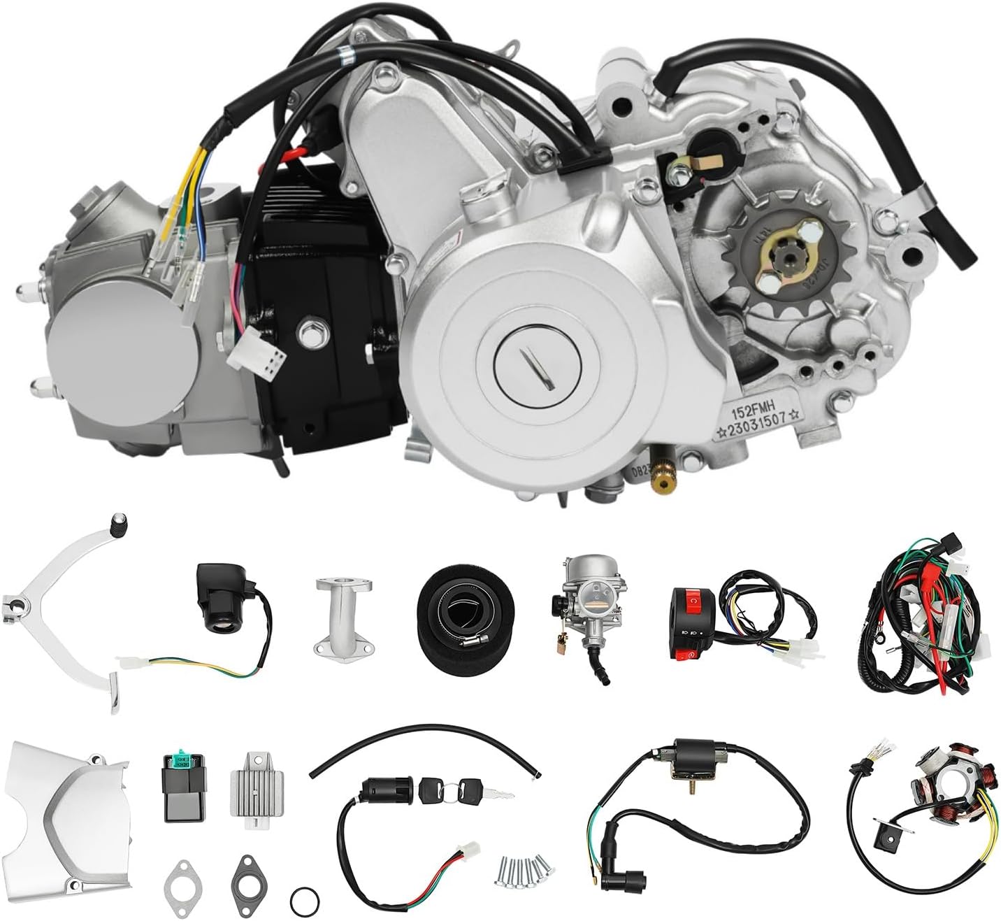 140CC 4-Stroke Horizontal Racing Engine, Kick Starter Single-Cylinder Horizontal Motorcycle Dirt Bike Motor Pitbike 4 Speed Manual Clutch Carburetor for CRF50 CRF70 XR50 XR70 Z50 Z50R