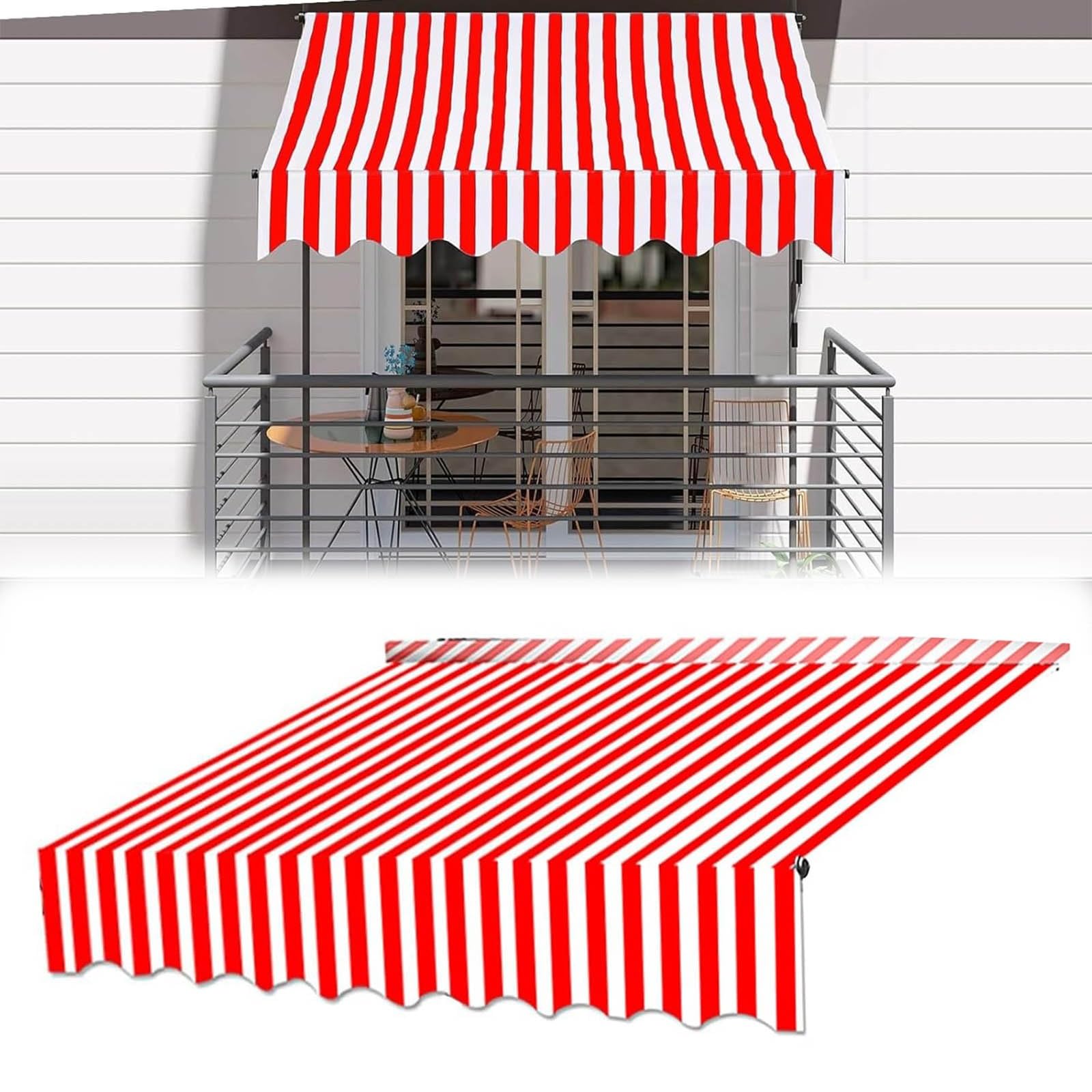 Outdoor Garden Patio Awning Canopy Replacement Fabric Waterproof AntiUV Top Cover MultiStripe Design 400cm (Red White)