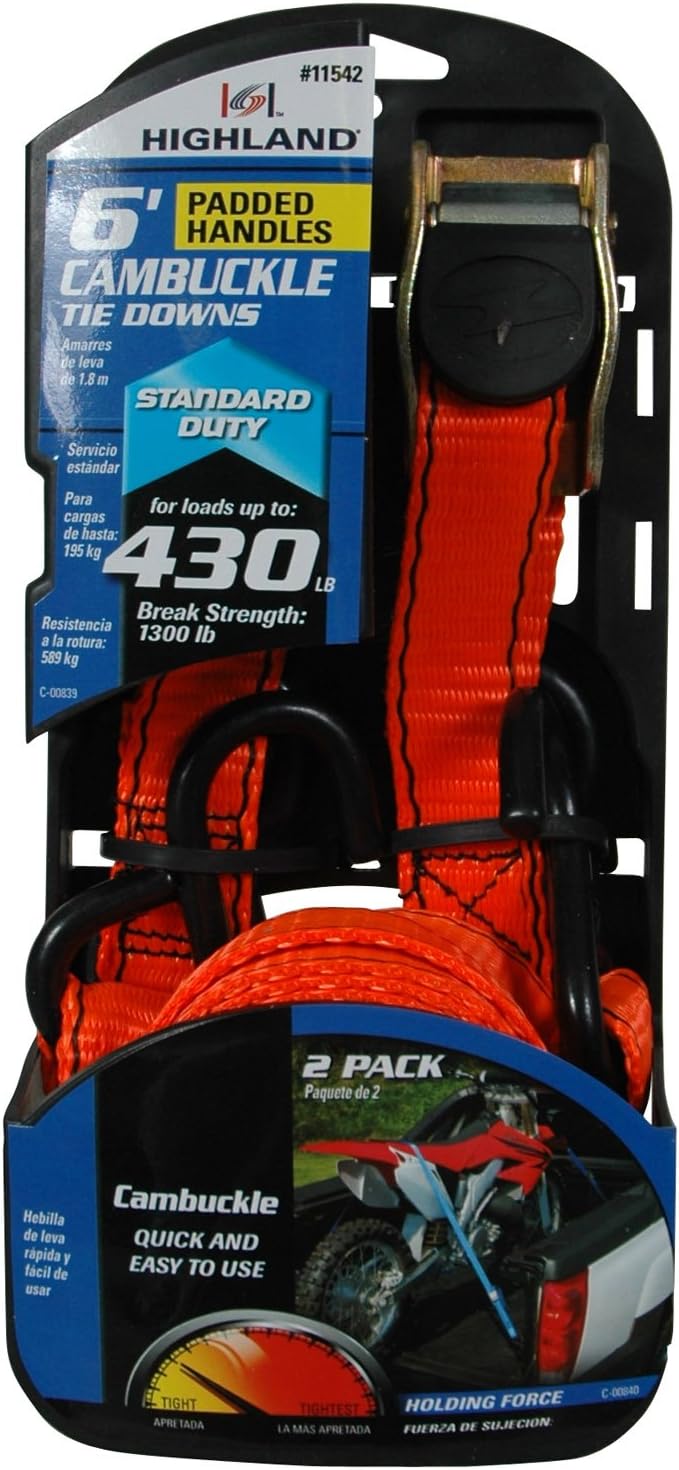 Highland 1154201-4PK Cambuckle Tie Down (1" X6')