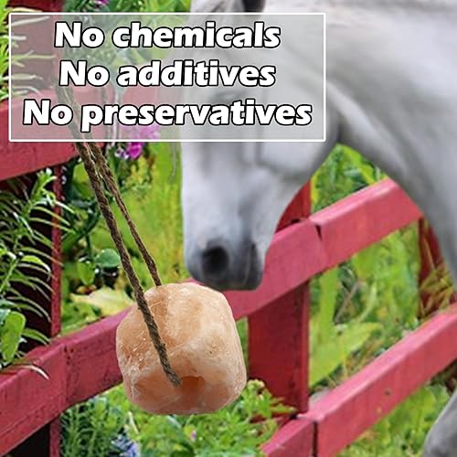 Miniatura 4 de Paquete de 2 unidades de sal del Himalaya lamiendo minerales naturales en cuerda para caballos, ganados, ciervos, cabras y otros ganados, de larga