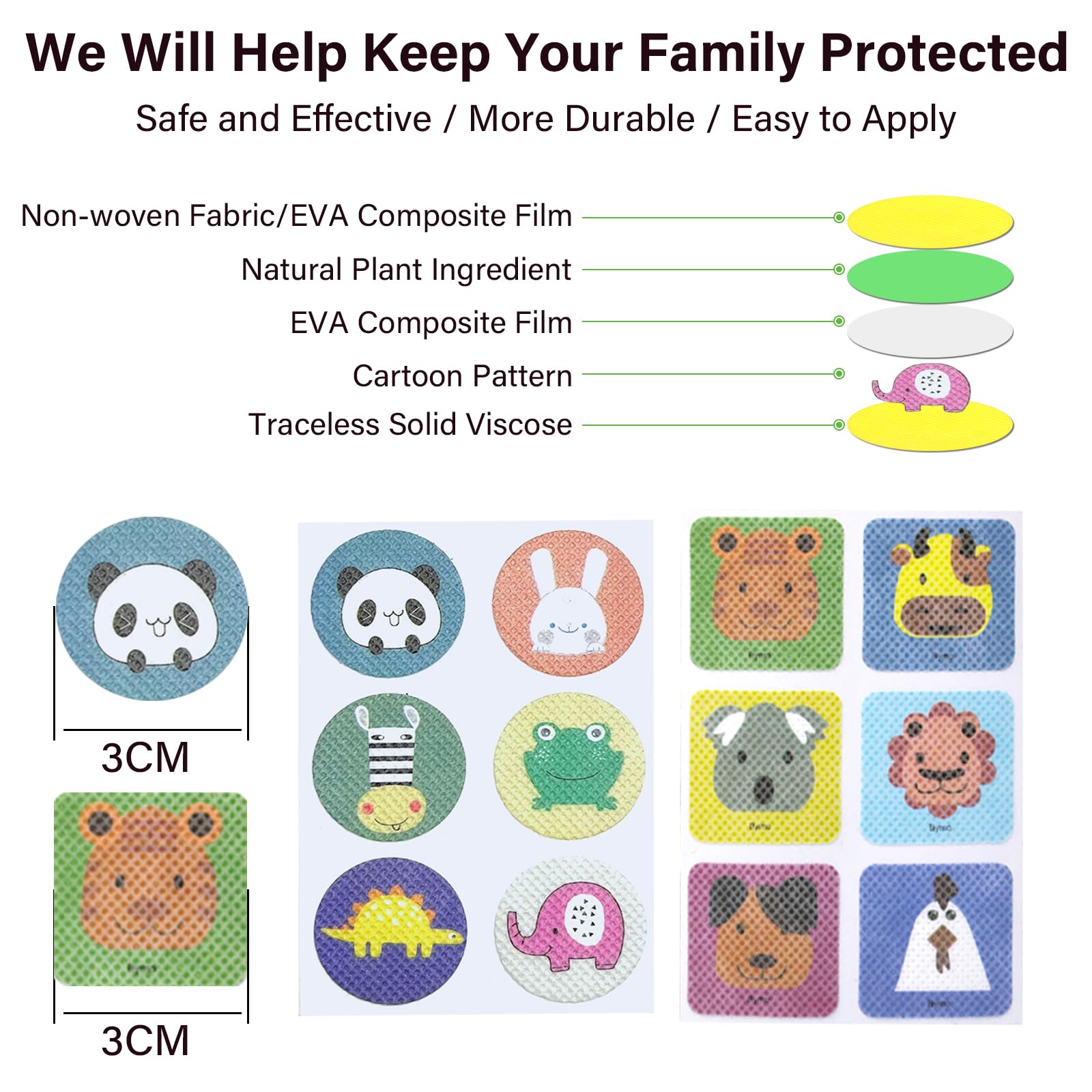 120 Pezzi Cerotti Antizanzare Bambini, Adesivi Per Zanzare Repellente, Anti Zanzare Patches Cerotti Autoadesivi Naturale Repellente per Bambini
