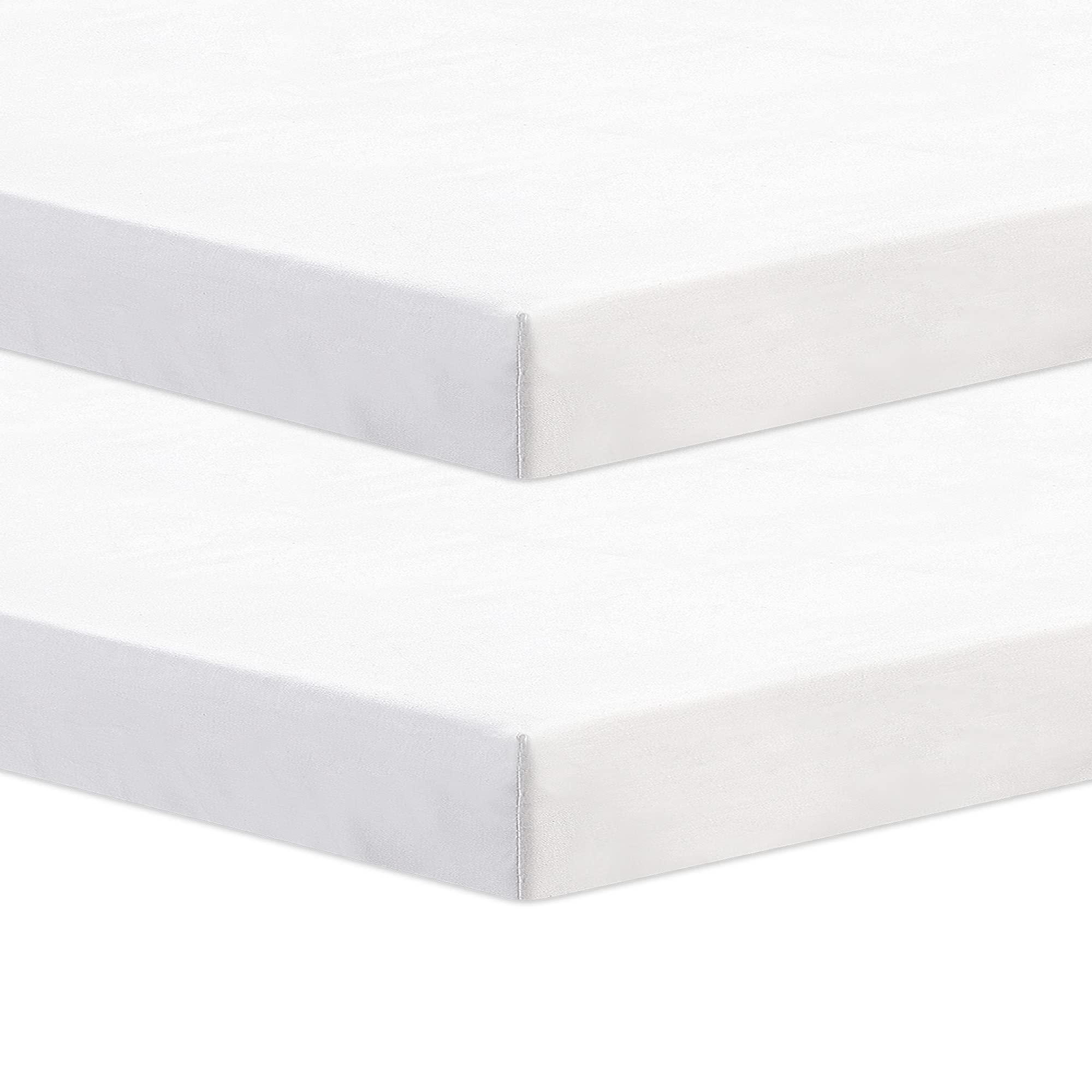 2x Next to Me Crib Fitted Sheets(83-85 x 50-51 cm) | 100% Pure Cotton, High Thread Count, Soft & Durable (White, 83-85 x 50-51 cm)