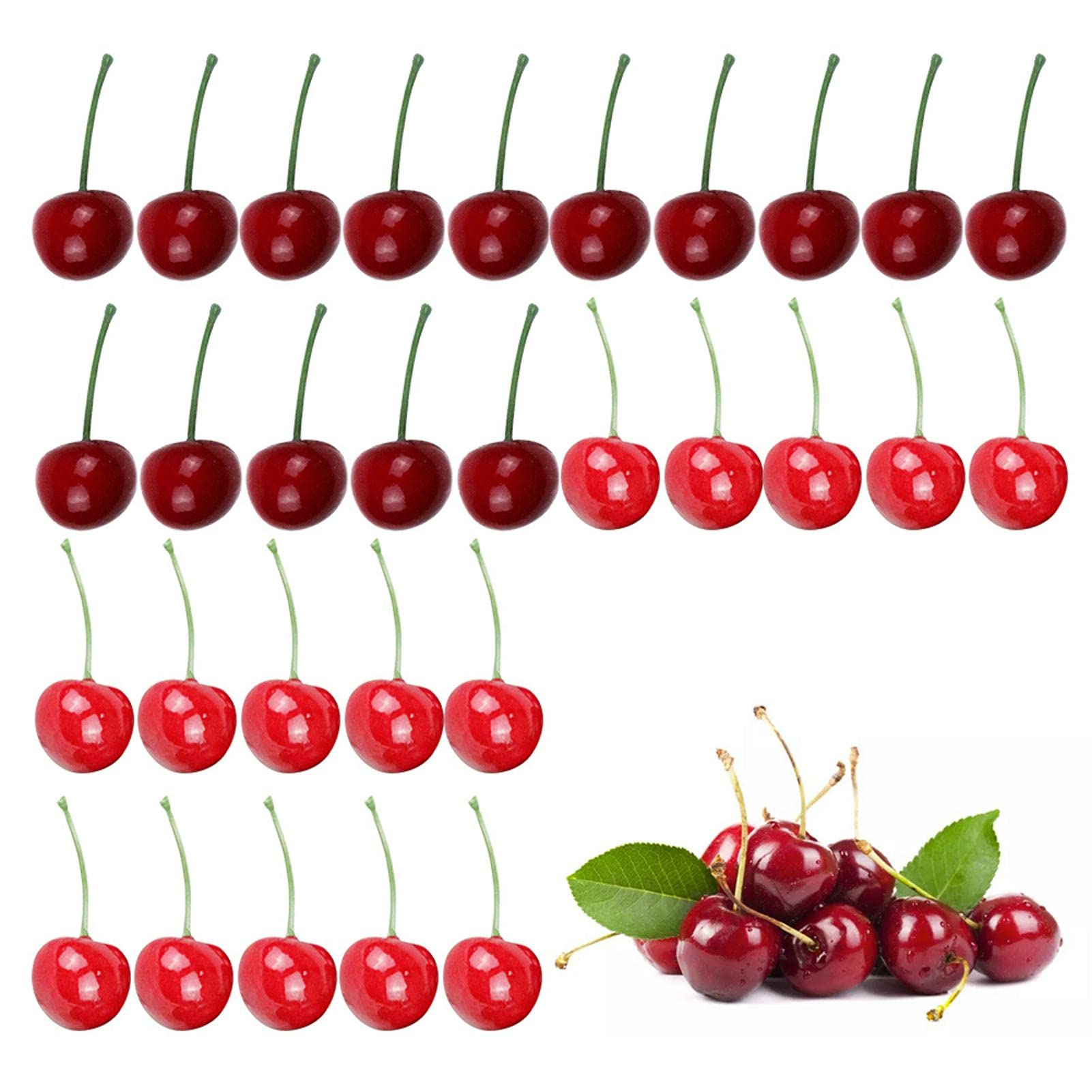 10 Paia Ciliegie Finte Decorative - Modelli Frutta Artificiale Per Centrotavola E Foto - Foto 11