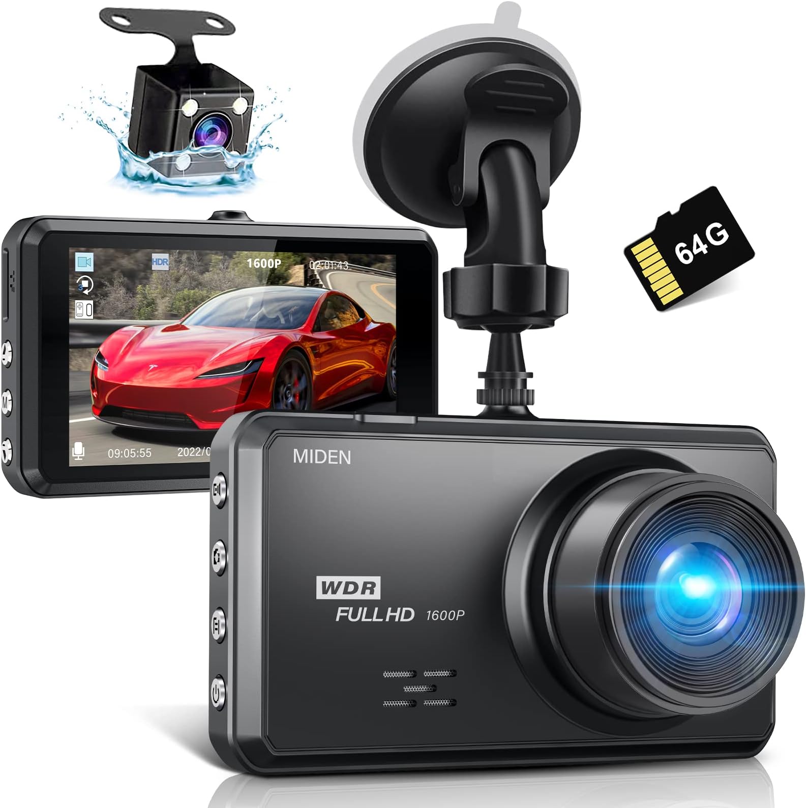 Dash Cam 1080P Per Auto - Grandangolo 170°, Schermo 2.4", G-Sensor, Parcheggio, Loop Recording - Foto 11