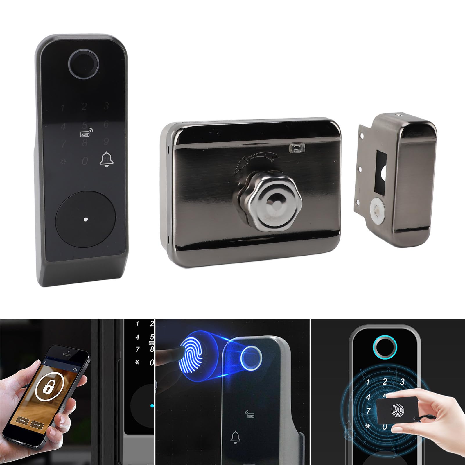 Smart Lock con Accesso Senza Chiave con Impronta Digitale Password Card Sblocco Chiave IP66 Impermeabile, Controllo, funzionalità di Sicurezza Avanzate per la Ricarica di