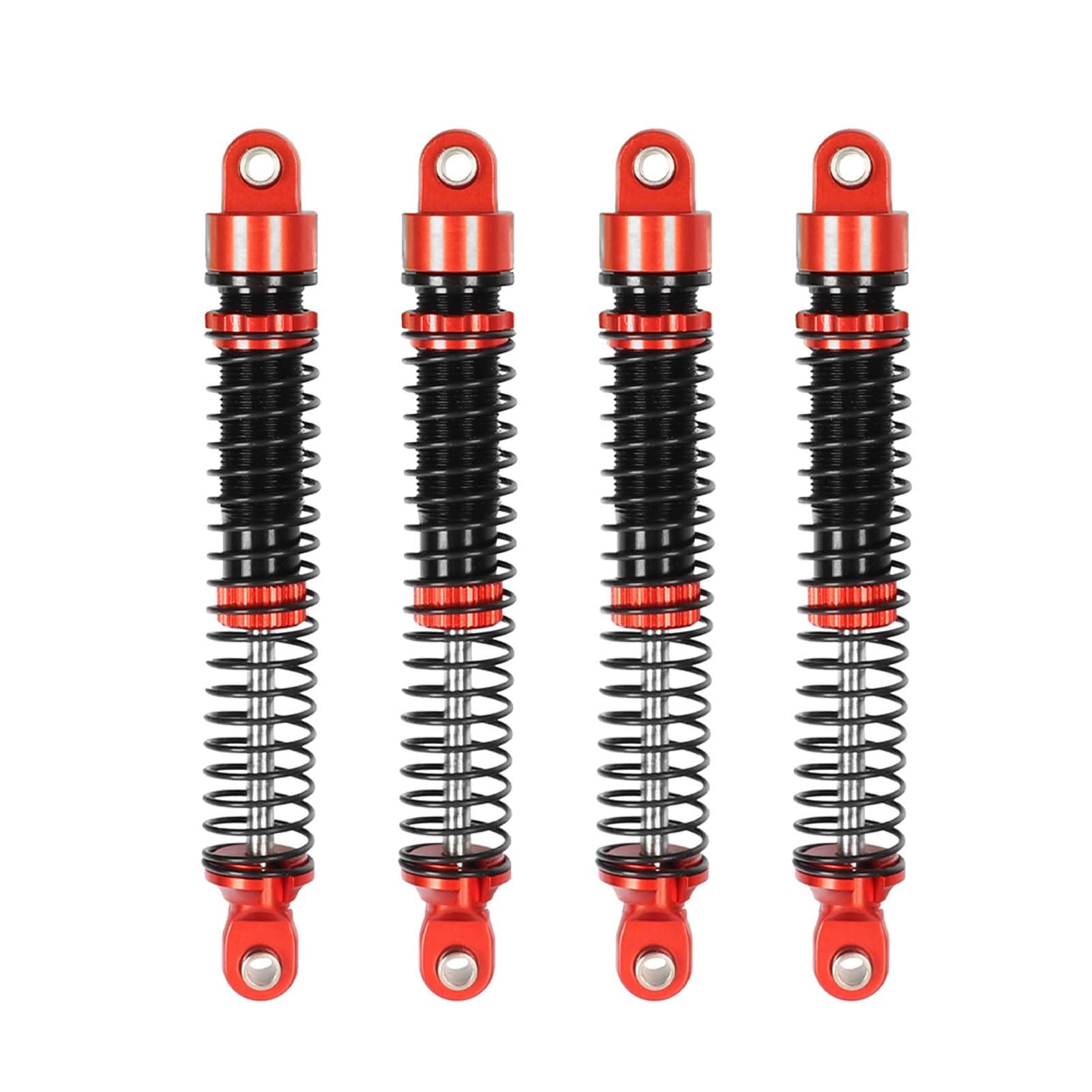 KEEDA 4PCS Aluminum Threaded Shock Absorbers Oil Damper for 1/18 RC Crawler Car TRX4M TRX4MT 1/12 RC Crawler Upgrade Parts (Red, 71mm)