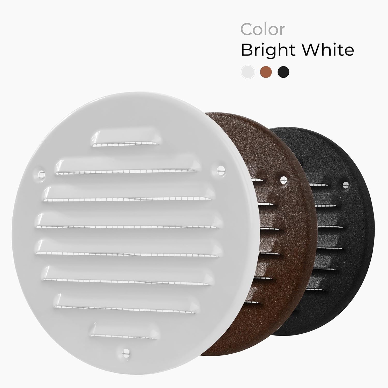 5-Pack 4 Inch (Opening size) Scratch Resistant White Air Vent Cover - Round Galvanized Steel HVAC Louvered Grille with Mesh Screen - Register Vent deflector for Bathroom, Kitchen, Home, Garage