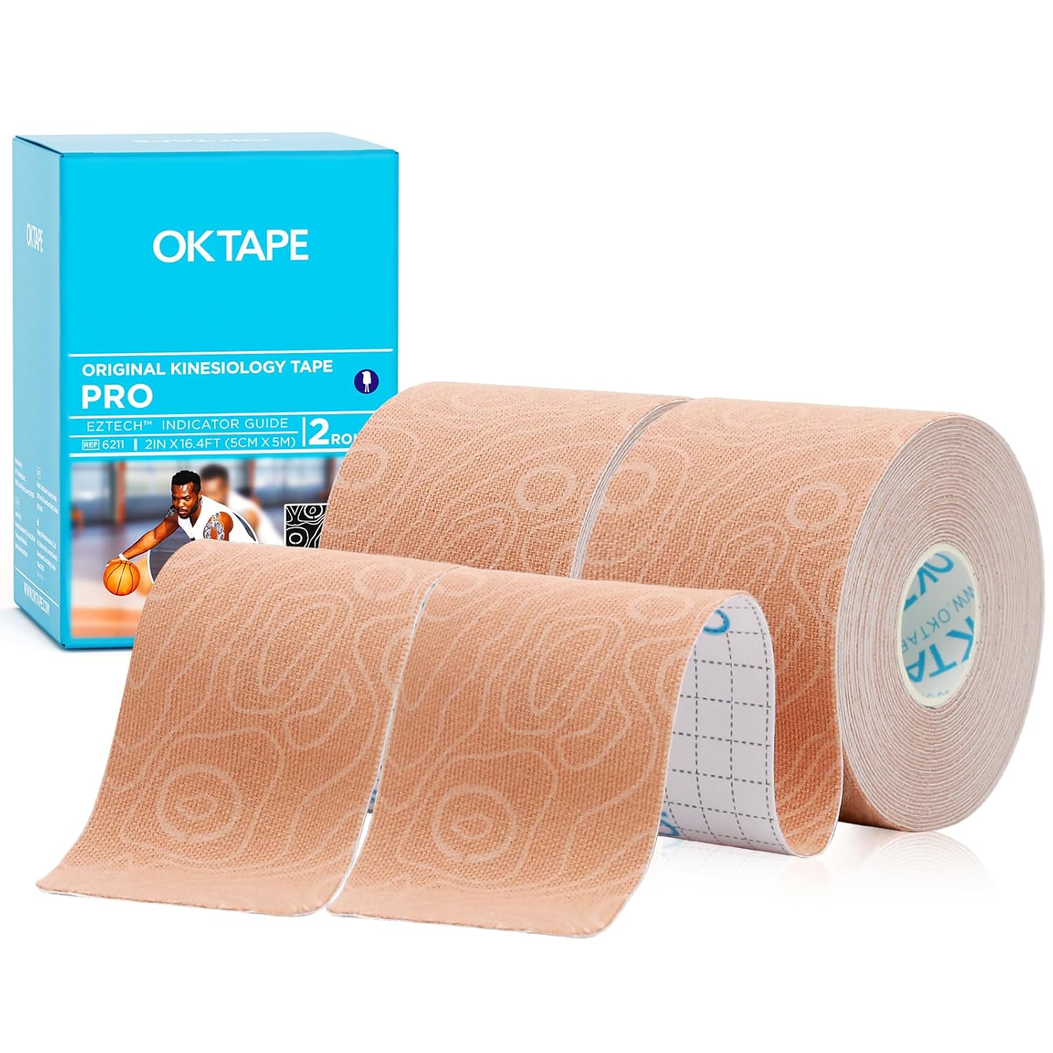 OK TAPE PRO Kinesiology Tape 2inch x Long Roll 16ft Free Cut Tape Elastic Athletic Tape Therapeutic Latex