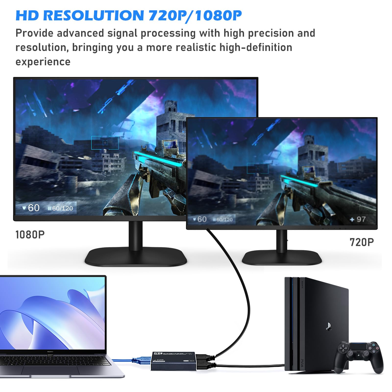 video Capture card HDMI a USB 3.0, 1080P 60Hz Audio 4K Loop-Out, Scheda di registrazione per PS4/PC/OBS/Fotocamera/Streaming/Insegnamento