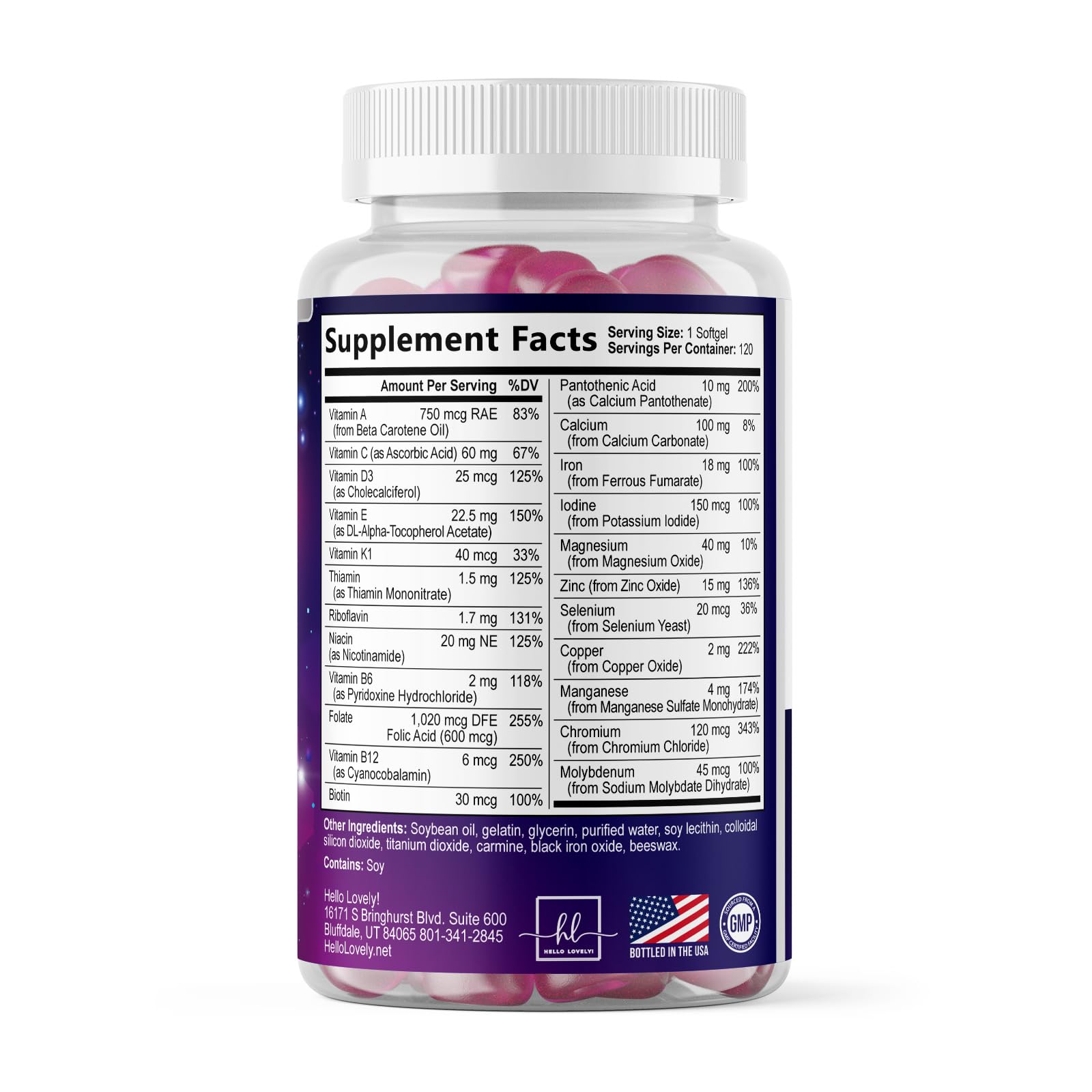 Multivitamin For Women - Complete Daily Woman's Multivitamins with Biotin, Calcium, Folic Acid, Iron, Zinc, Vitamin A, C, D, E & B Vitamins, Women's Hair Skin and Nails Supplements - 120 Softgels — Amazon image 9