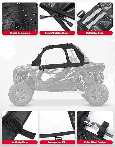 Miniatura 8 de KEMIMOTO Diseño de ajuste mejorado para puertas superiores, compatible con Polaris RZR XP 1000  XP Turbo RZR 900 S 900 2014+ ventanas superiores,