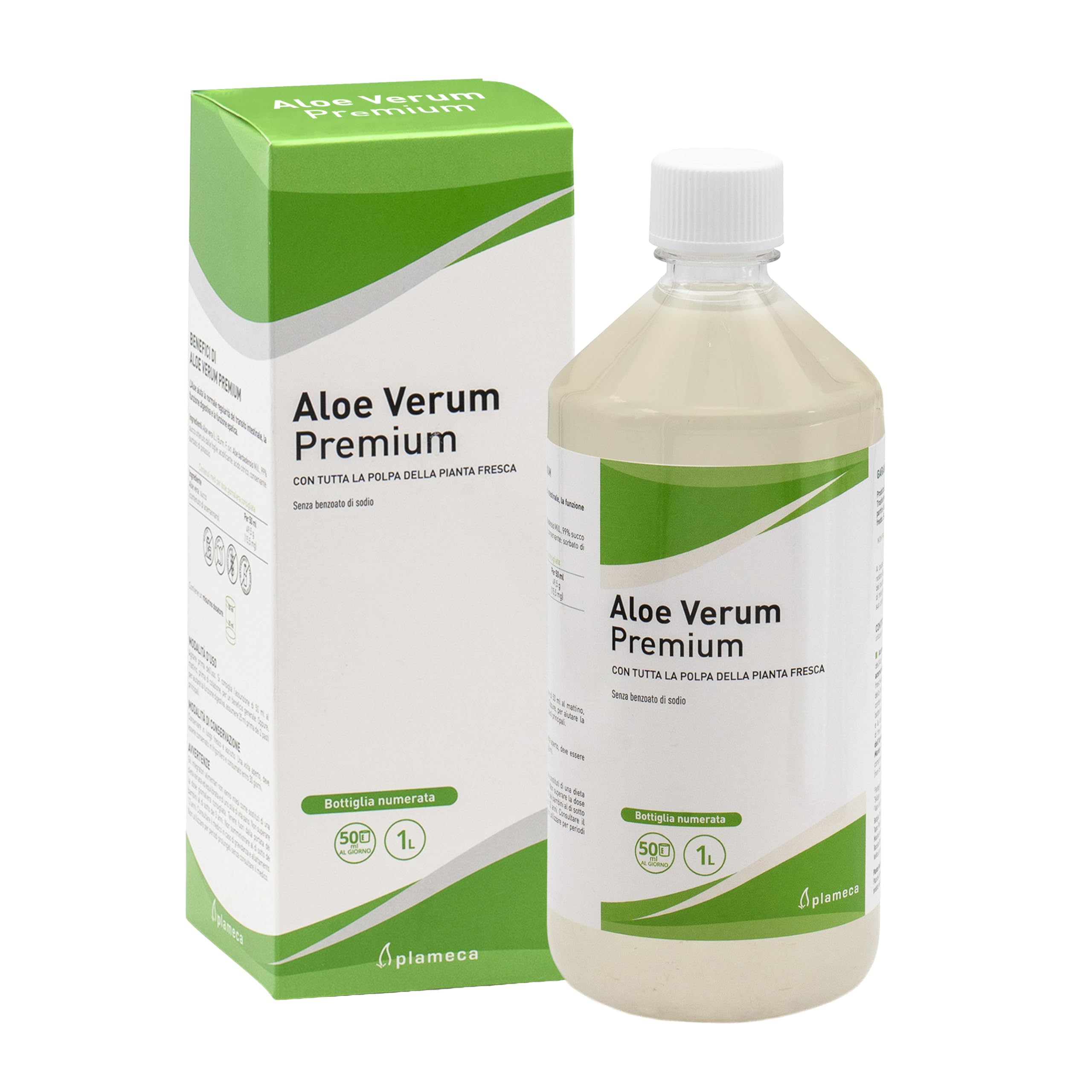 Plameca Aloe Verum Premium – Aloe Vera da Bere – Con tutta la polpa della pianta fresca - Non pastorizzato – 1000 ml per 20 Giorni
