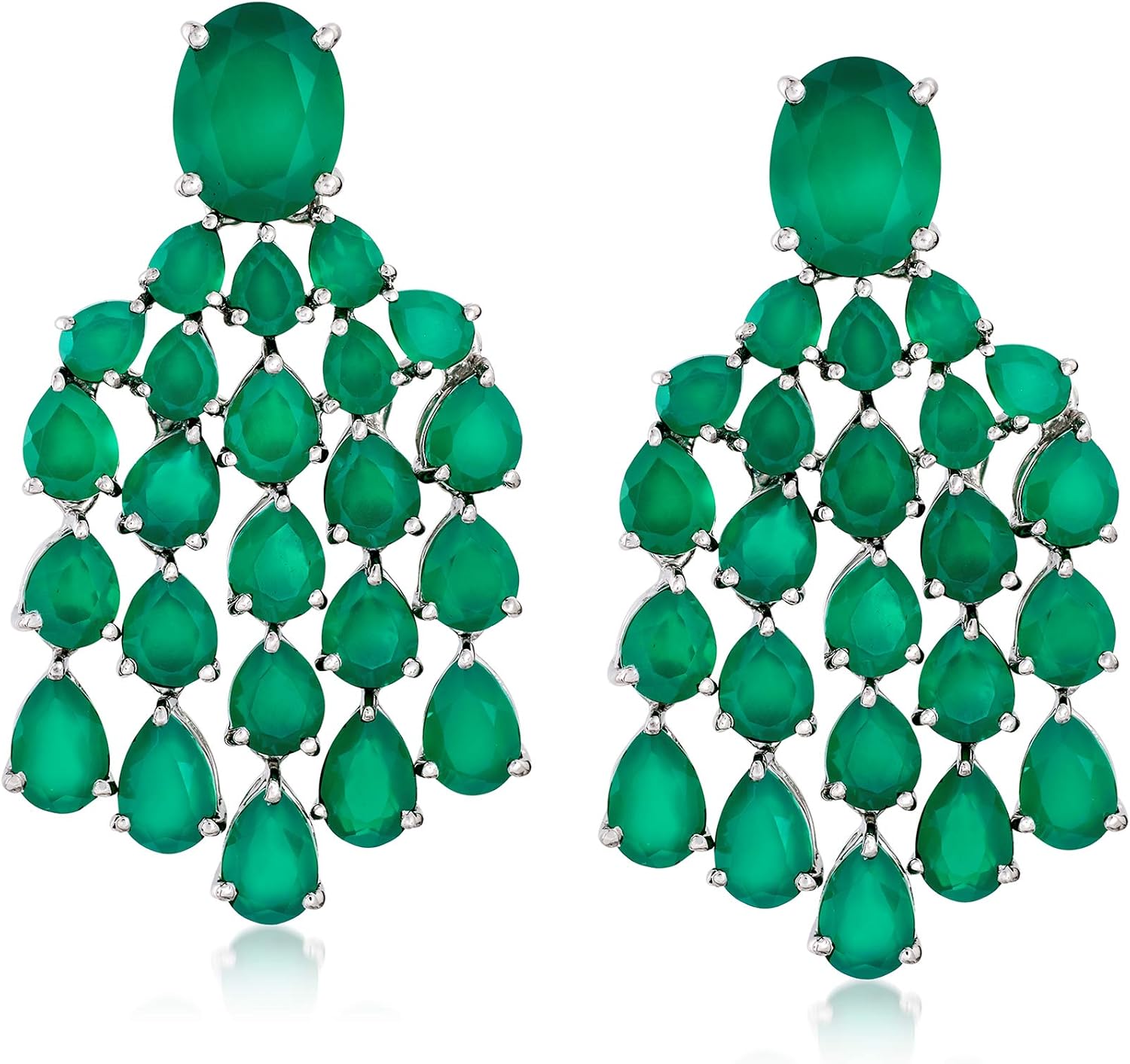 Ross-Simons Green Chalcedony Chandelier Drop Earrings in Sterling Silver